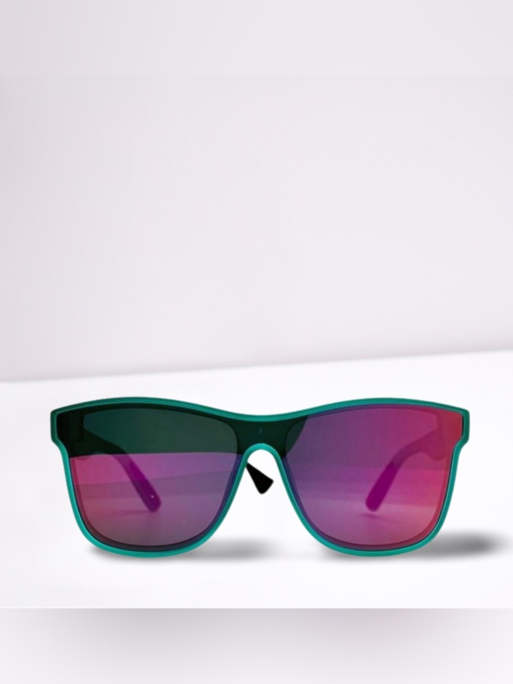 Teal Frame Sunglasses with Pink Mirrored Lenses